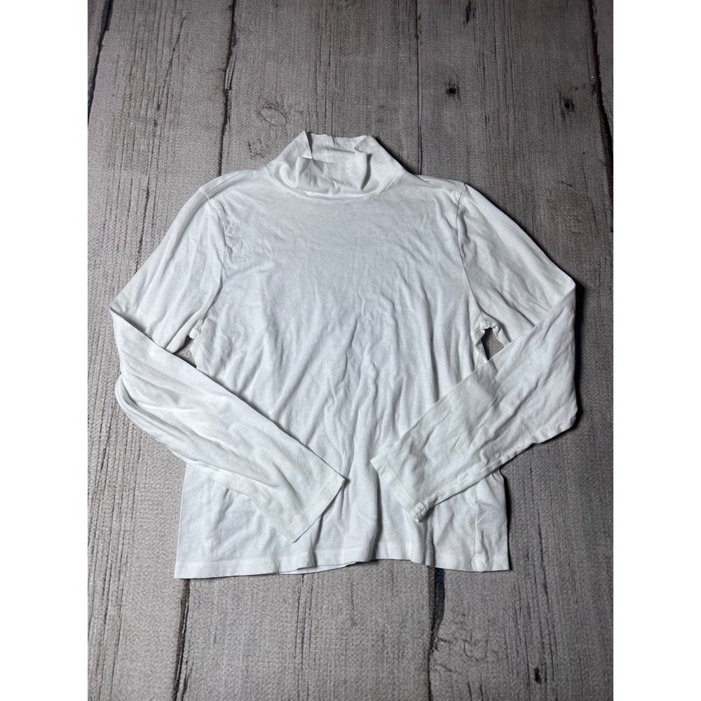 J.Crew Tissue Crepe Mock Neck Top White Long Sleeve Cotton XXL Womens‎